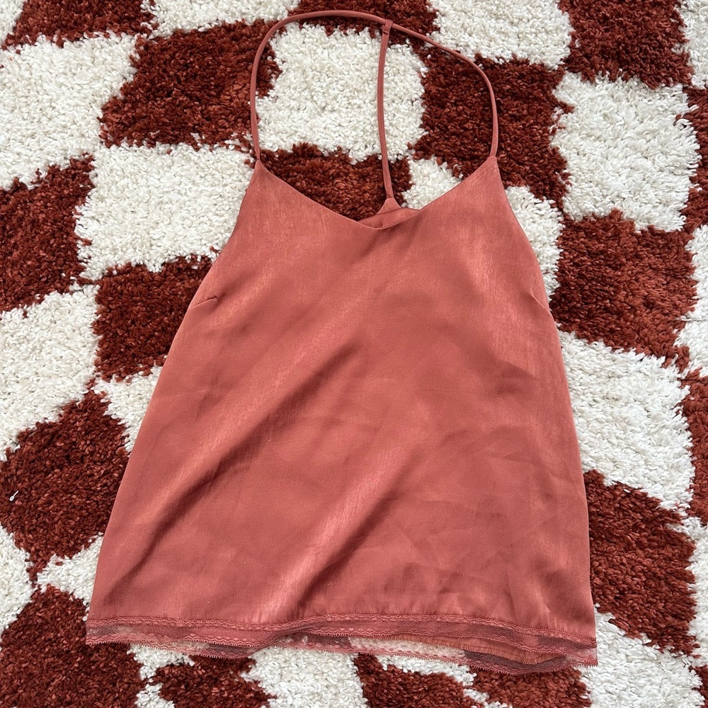 Strut and Bolt Pink Asymmetrical Backless Tank Top — Size S